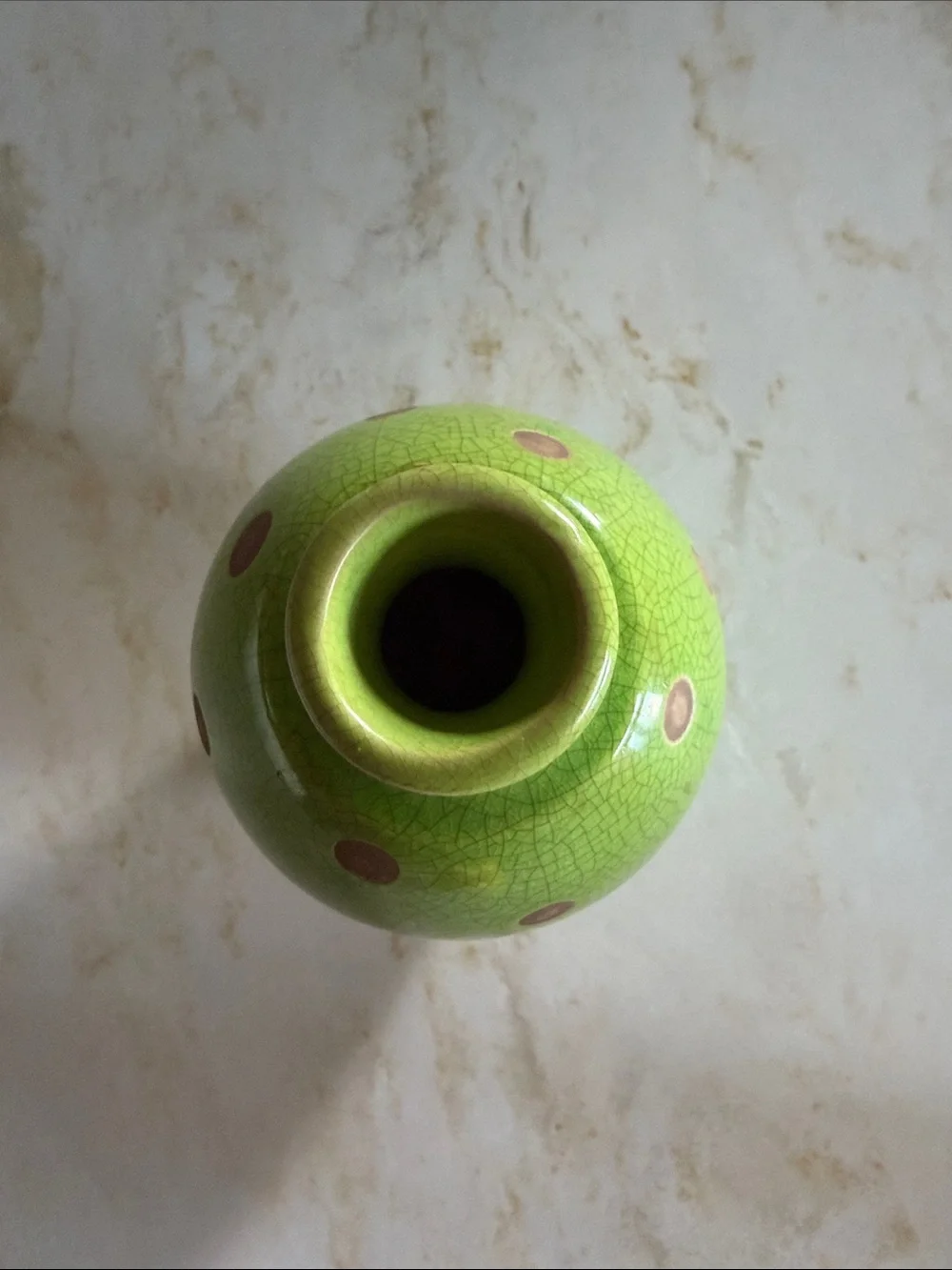 Green Polka Accent Ceramic Vase by